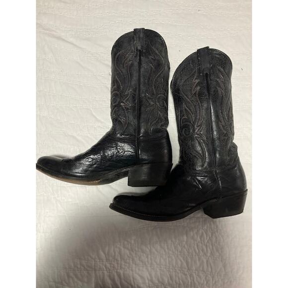 Men’s Western Cowboy Boots 8D – Leather Vamp – Black – Made in USA – Strong Sole main image 9